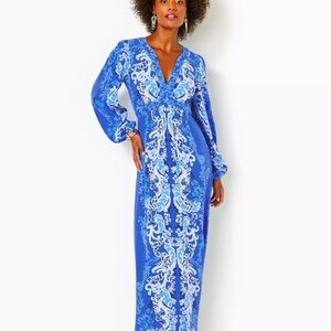 Lilly Pulitzer Wexlee Blue and White Printed Maxi Dress